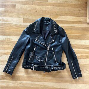 All Saints Leather Studded Leather Moto Jacket